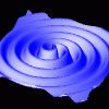 Wizja fal grawitacyjnych wytwarzanych przez układ dwóch bardzo szybko orbitujących wokół siebie obiektów, fot. NASA